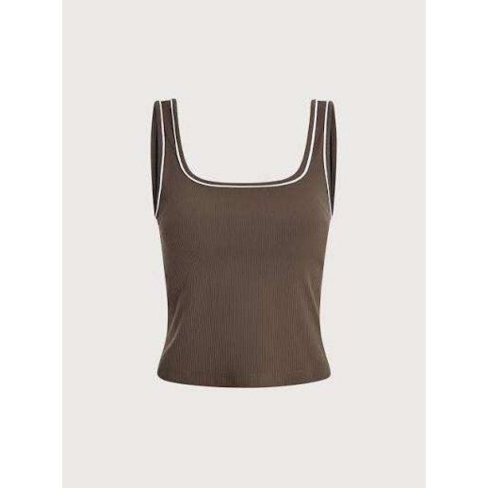 Varley Barney Piped Tank Coffee Bean Brown XS New With Tags